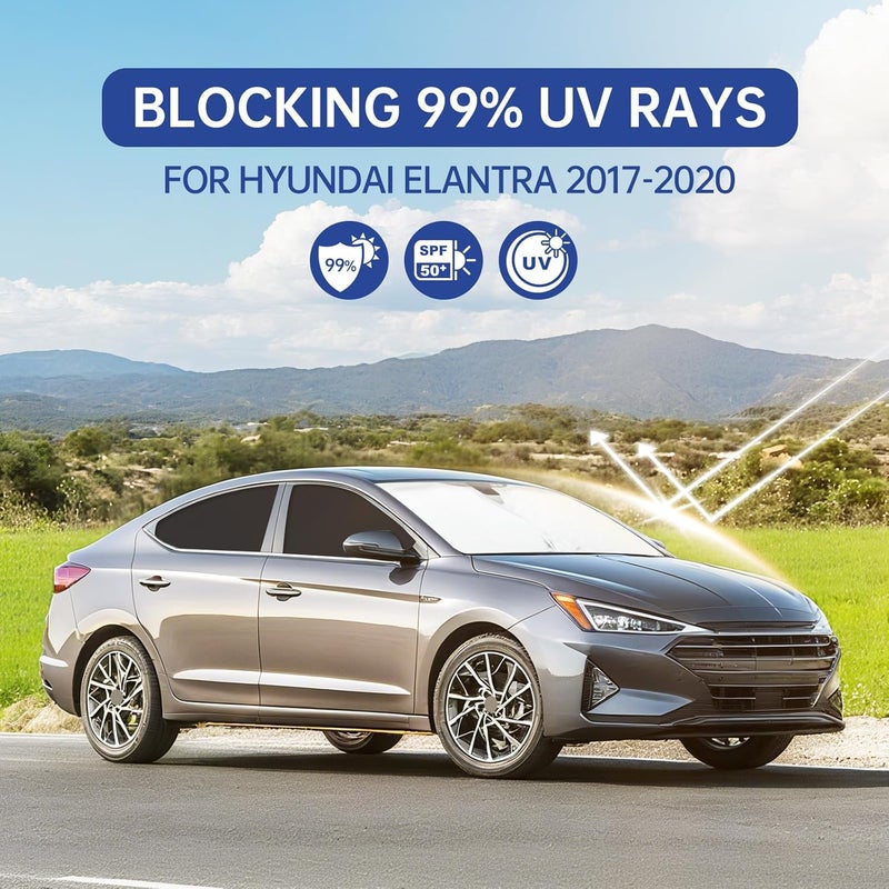 FSHAANY'S Car Window Shades for Hyundai Elantra 2017-2020, Full Car Window Covers for Privacy, Sunshades for Elantra Front Rear Windshield Side Windows to Block UV and Protect Privacy(6pcs) - Image 2